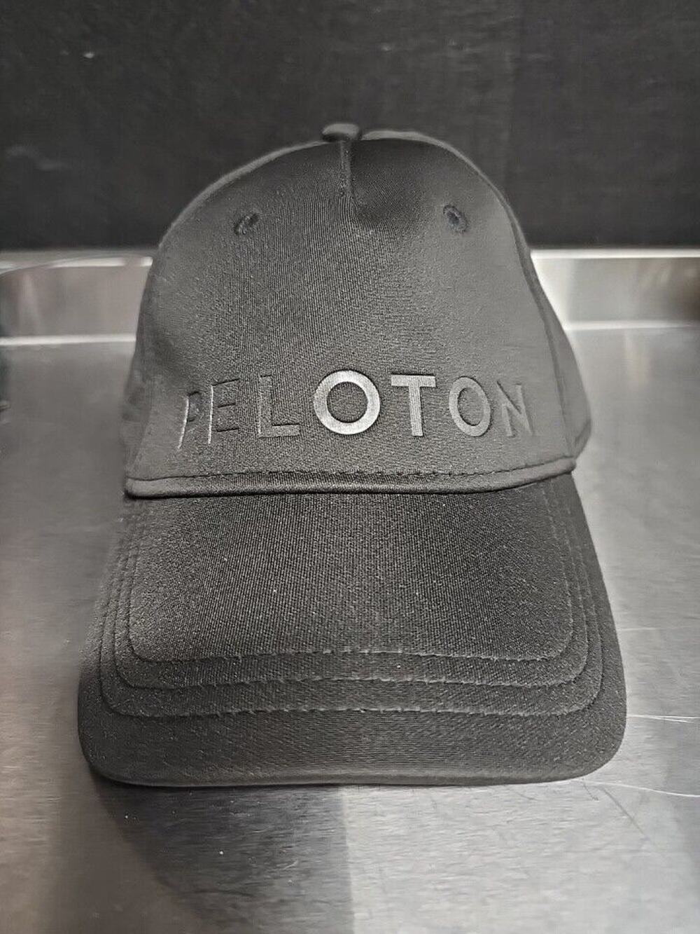 Peloton Hat Black OS Baseball Cap Polyester Red Strap Workout Gym Active Bike